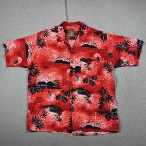Vintage Pineapple Connections Hawaiian Tropical Short Sleeve Button Shirt Men L